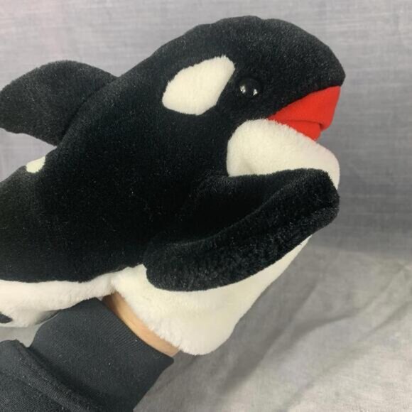 Sea World Orca Killer Whale Hand Puppet 14inchWith Squeaker Plush Stuffed Animal - Picture 5 of 8